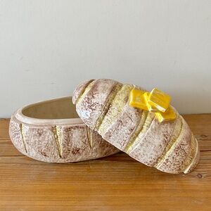 Vintage Novelty Bread Butter Ceramic Dish w/ Lid